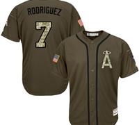 Los Angeles Angels Of Anaheim #7 Ivan Rodriguez Green Salute to Service Stitched Baseball Jersey