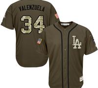 Los Angeles Dodgers #34 Fernando Valenzuela Green Salute to Service Stitched Baseball Jersey