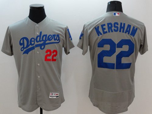 Los Angeles Dodgers #22 Clayton Kershaw Grey Flexbase Authentic Collection Baseball Jersey Los Angeles Dodgers #22 Clayton Kershaw Grey Flexbase Authentic Collection Baseball Jersey