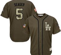 Los Angeles Dodgers #5 Corey Seager Green Salute to Service Stitched MLB Jersey