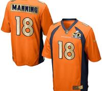 Nike Denver Broncos #18 Peyton Manning Orange Team Color Men's Stitched NFL Game Super Bowl 50 Collection Jersey