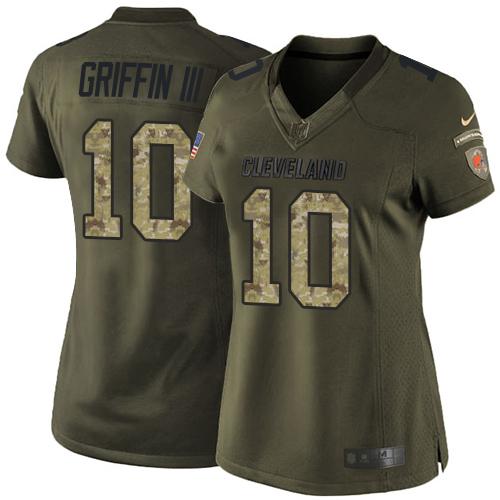 Women Nike Browns #10 Robert Griffin III Green Stitched NFL Limited Salute To Service Jersey