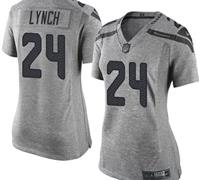 Women Nike Seahawks #24 Marshawn Lynch Gray Stitched NFL Limited Gridiron Gray Jersey