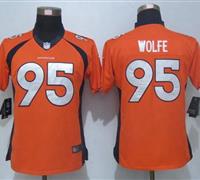 Women's Nike Broncos #95 Derek Wolfe Orange Team Color Stitched NFL New Limited Jersey