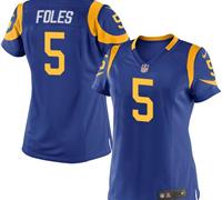 Women Nike Rams #5 Nick Foles Royal Blue Alternate Stitched NFL Elite Jersey
