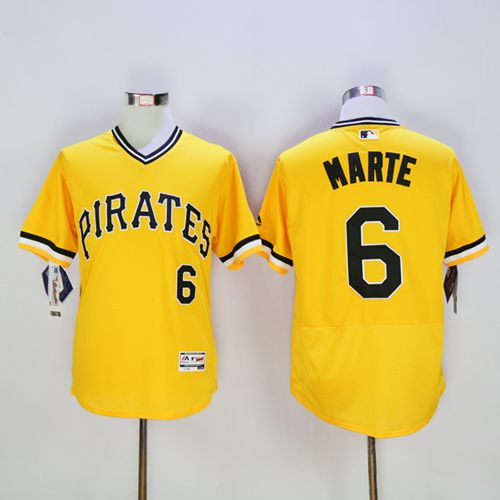 Pittsburgh Pirates #6 Starling Marte Gold Flexbase Authentic Collection Baseball Jersey Pittsburgh Pirates #6 Starling Marte Gold Flexbase Authentic Collection Baseball Jersey
