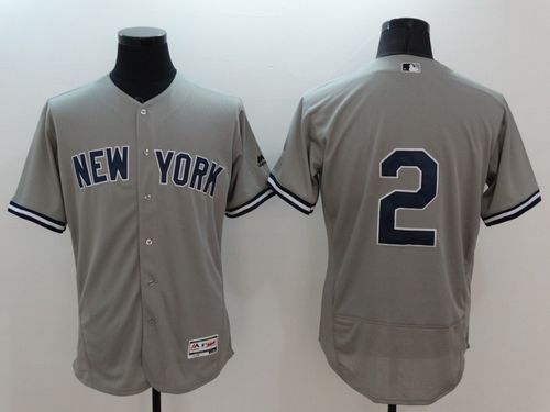 New York Yankees #2 Derek Jeter Grey Flexbase Authentic Collection Baseball Jersey