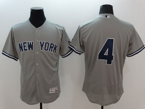 New York Yankees #4 Lou Gehrig Grey Flexbase Authentic Collection Baseball Jersey