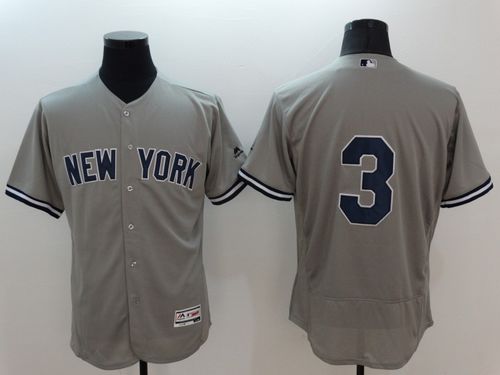 New York Yankees #3 Babe Ruth Grey Flexbase Authentic Collection Baseball Jersey