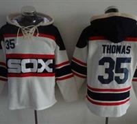 Chicago White Sox #35 Frank Thomas White Sawyer Hooded Sweatshirt Alternate Home MLB Hoodie