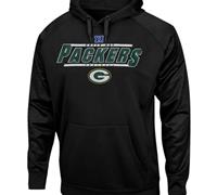 Green Bay Packers Majestic Black Synthetic Hoodie Sweatshirt