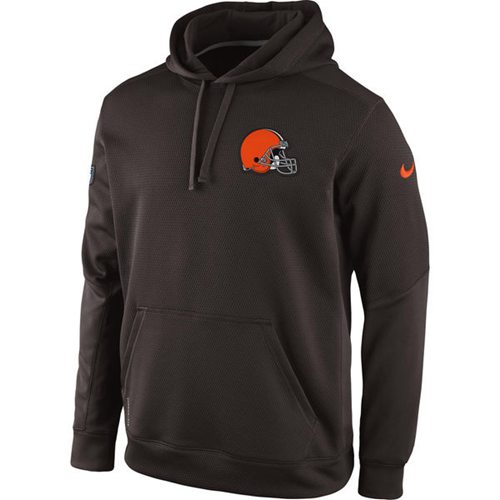 Cleveland Browns Historic Logo Nike Brown KO Chain Fleece Pullover Performance Hoodie
