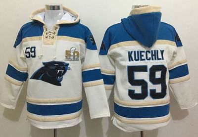 Nike Carolina Panthers #59 Luke Kuechly White Super Bowl 50 Sawyer Hooded Sweatshirt NFL Hoodie