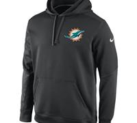 Miami Dolphins Nike Charcoal KO Chain Fleece Pullover Performance Hoodie