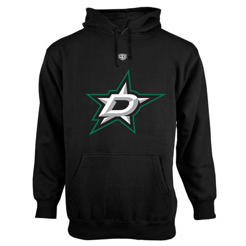 Dallas Stars Black Old Time Hockey Big Logo With Crest Pullover Hoodie Dallas Stars Black Old Time Hockey Big Logo With Crest Pullover Hoodie