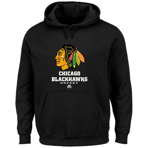 Chicago Blackhawks Majestic Black Critical Victory VIII Fleece Hoodie