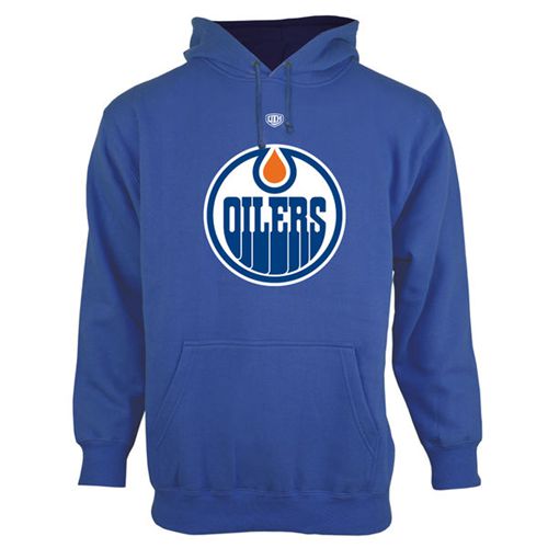 Edmonton Oilers Old Time Hockey Royal Blue Big Logo With Crest Pullover Hoodie