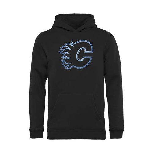 Calgary Flames Black Pond Hockey Pullover Hoodie Calgary Flames Black Pond Hockey Pullover Hoodie