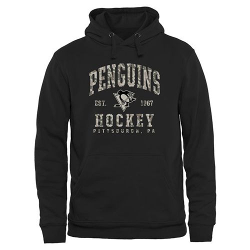 Men's Pittsburgh Penguins Black Camo Stack Pullover Hoodie