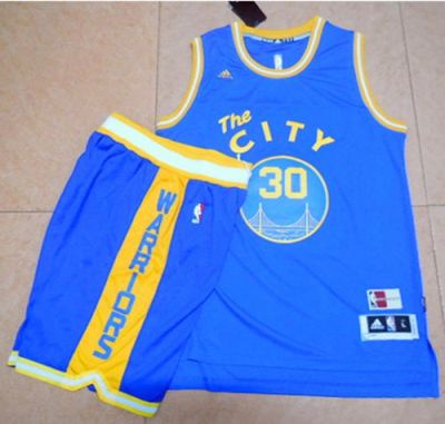 Golden State Warriors #30 Stephen Curry Blue Throwback The City A Set Stitched NBA Jersey