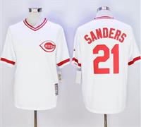 Mitchell And Ness Cincinnati Reds #21 Reggie Sanders White Throwback Stitched MLB Jersey
