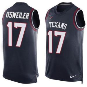 Nike Houston Texans #17 Brock Osweiler Navy Blue Color Men's Stitched NFL Name-Number Tank Tops Jersey