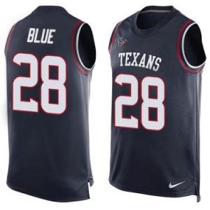Nike Houston Texans #28 Alfred Blue Navy Blue Color Men's Stitched NFL Name-Number Tank Tops Jersey