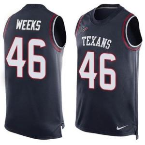 Nike Houston Texans #46 Jon Weeks Navy Blue Color Men's Stitched NFL Name-Number Tank Tops Jersey