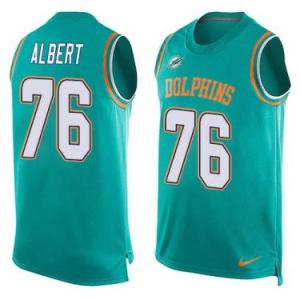 Nike Miami Dolphins #76 Branden Albert Aqua Green Color Men's Stitched NFL Name-Number Tank Tops Jersey