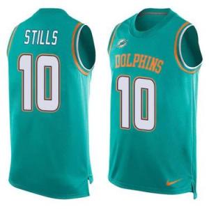 Nike Miami Dolphins #10 Kenny Stills Aqua Green Color Men's Stitched NFL Name-Number Tank Tops Jersey