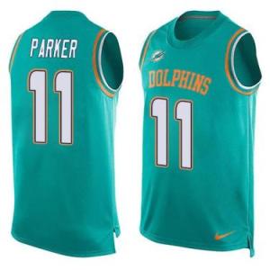 Nike Miami Dolphins #11 DeVante Parker Aqua Green Color Men's Stitched NFL Name-Number Tank Tops Jersey