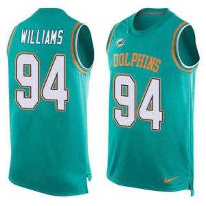 Nike Miami Dolphins #94 Mario Williams Aqua Green Color Men's Stitched NFL Name-Number Tank Tops Jersey