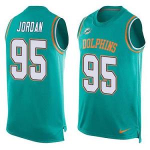 Nike Miami Dolphins #95 Dion Jordan Aqua Green Color Men's Stitched NFL Name-Number Tank Tops Jersey