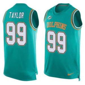 Nike Miami Dolphins #99 Jason Taylor Aqua Green Color Men's Stitched NFL Name-Number Tank Tops Jersey