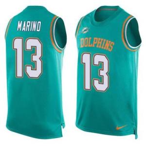 Nike Miami Dolphins #13 Dan Marino Aqua Green Color Men's Stitched NFL Name-Number Tank Tops Jersey