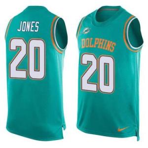 Nike Miami Dolphins #20 Reshad Jones Aqua Green Color Men's Stitched NFL Name-Number Tank Tops Jersey