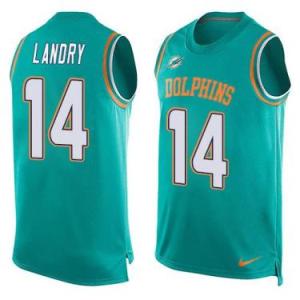 Nike Miami Dolphins #14 Jarvis Landry Aqua Green Color Men's Stitched NFL Name-Number Tank Tops Jersey