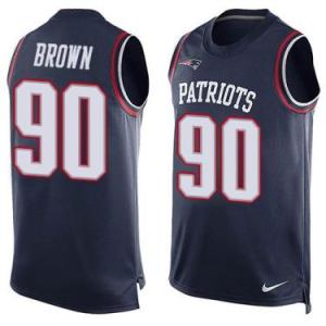 Nike New England Patriots #90 Malcom Brown Navy Blue Color Men's Stitched NFL Name-Number Tank Tops Jersey