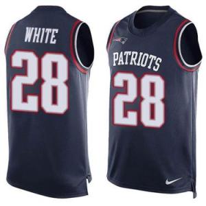 Nike New England Patriots #28 James White Navy Blue Color Men's Stitched NFL Name-Number Tank Tops Jersey