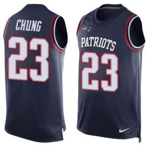 Nike New England Patriots #23 Patrick Chung Navy Blue Color Men's Stitched NFL Name-Number Tank Tops Jersey