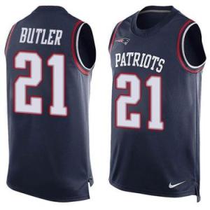 Nike New England Patriots #21 Malcolm Butler Navy Blue Color Men's Stitched NFL Name-Number Tank Tops Jersey