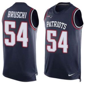 Nike New England Patriots #54 Tedy Bruschi Navy Blue Color Men's Stitched NFL Name-Number Tank Tops Jersey
