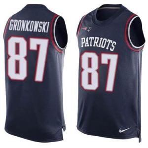 Nike New England Patriots #87 Rob Gronkowski Navy Blue Color Men's Stitched NFL Name-Number Tank Tops Jersey