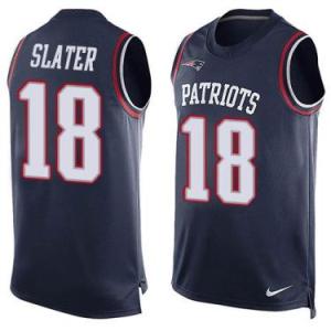 Nike New England Patriots #18 Matt Slater Navy Blue Color Men's Stitched NFL Name-Number Tank Tops Jersey