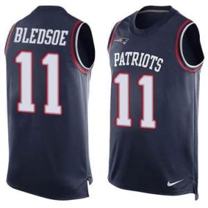 Nike New England Patriots #11 Drew Bledsoe Navy Blue Color Men's Stitched NFL Name-Number Tank Tops Jersey