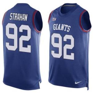 Nike New York Giants #92 Michael Strahan Royal Blue Color Men's Stitched NFL Name-Number Tank Tops Jersey