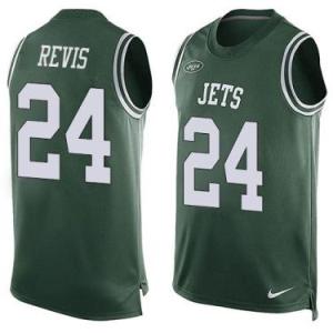 Nike New York Jets #24 Darrelle Revis Green Color Men's Stitched NFL Name-Number Tank Tops Jersey