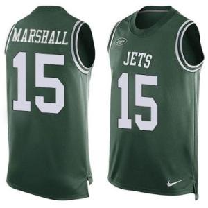 Nike New York Jets #15 Brandon Marshall Green Color Men's Stitched NFL Name-Number Tank Tops Jersey