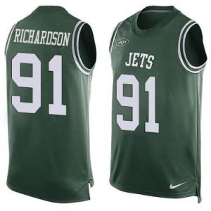Nike New York Jets #91 Sheldon Richardson Green Color Men's Stitched NFL Name-Number Tank Tops Jersey