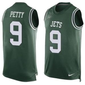 Nike New York Jets #9 Bryce Petty Green Color Men's Stitched NFL Name-Number Tank Tops Jersey